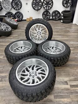 22”x12 TIS 544 Machined wheels rims 6 or 8 lug avail w.Tires 33”35” (4) new-We Finance