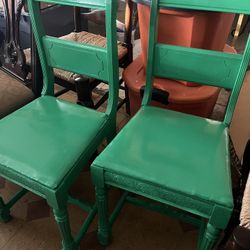 Two Green Statement Chairs 