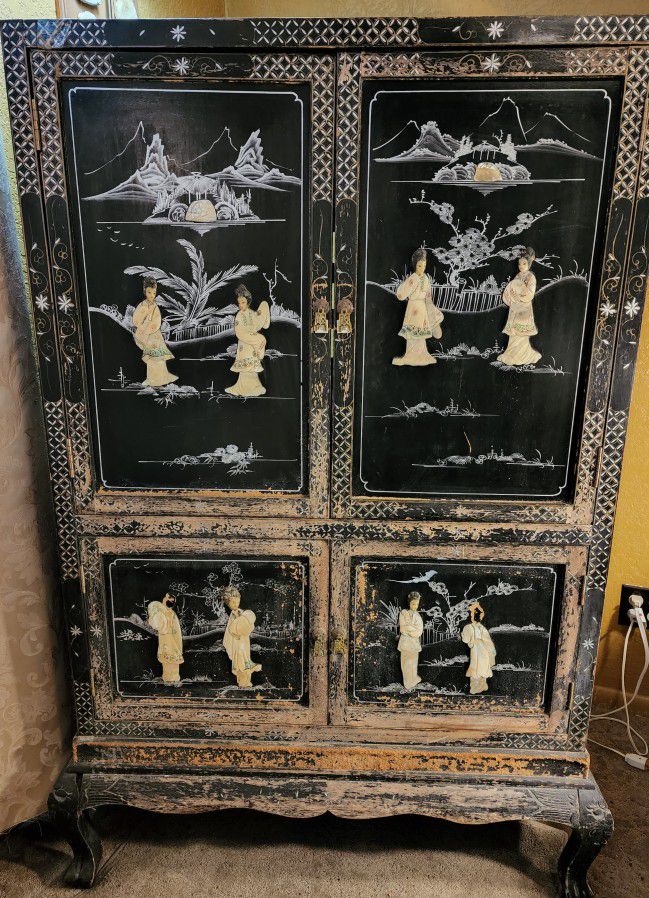 Oriental Cabinet- Black Lacquer Finish

