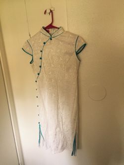 Blue and white buttoned up dress