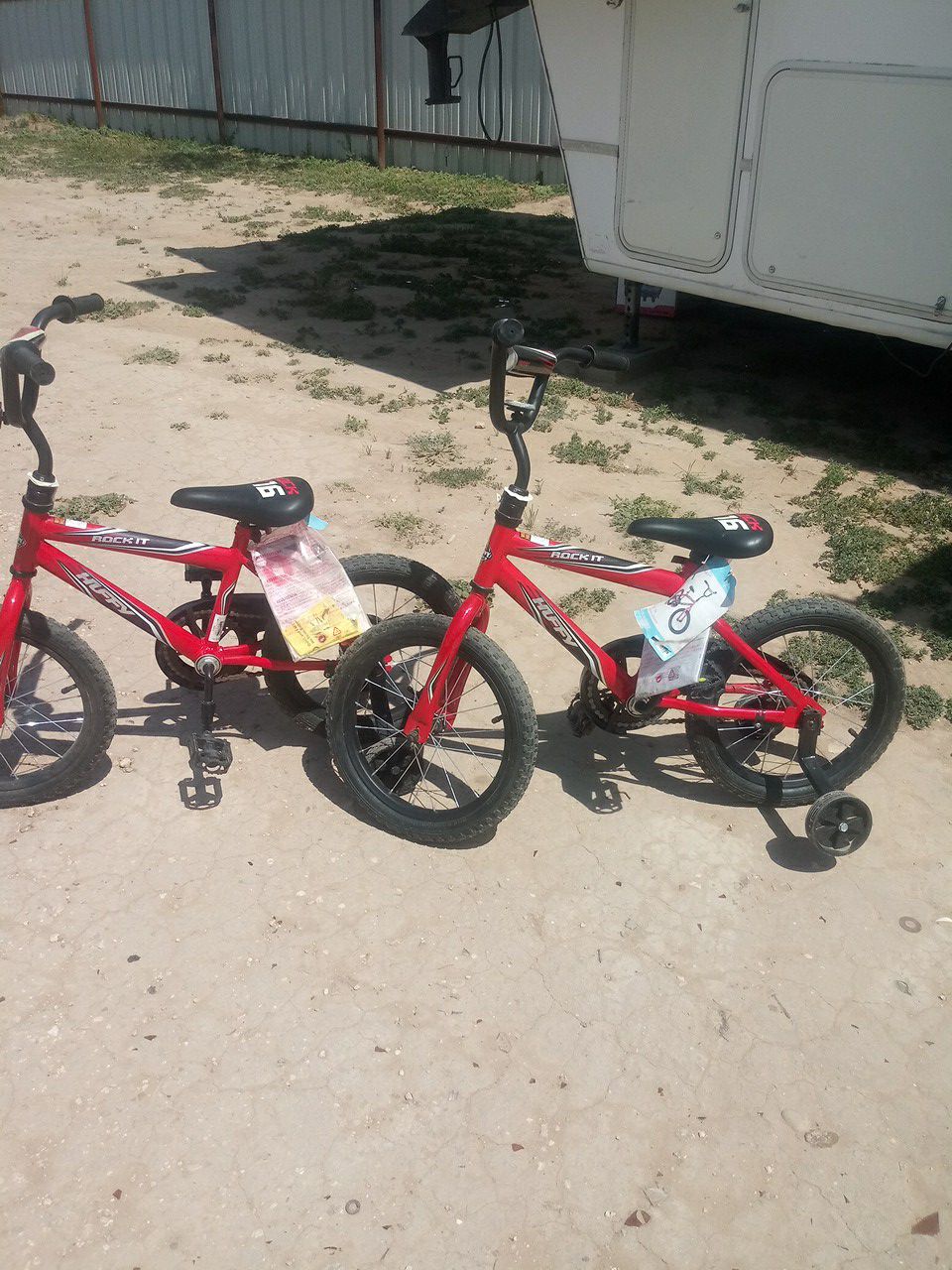 Two 16 " little boys bikes. Only rode on them 3 times in back yard. With traini g wheels $45 for both