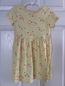 Girls Yellow Heart Print Dress