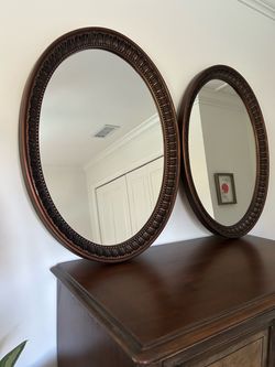 bronze wall mirrors oval pair 2