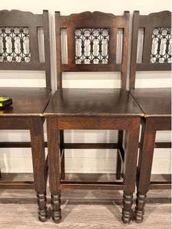 Set 4/25” seat height breakfast bar stools wood & iron