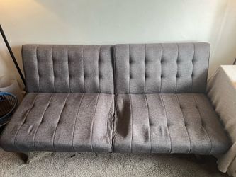 Gray Tufted Futon Sofa Bed, Converts to Full Size, 72" Wide