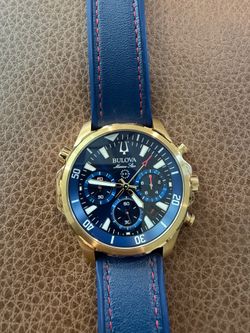 Bulova Marine Star Chronograph Blue & Gold – Excellent Condition – $225