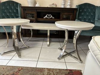 White Living Room Table Set