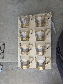 Vintage libbey Greek key Continental coffee and tea cups