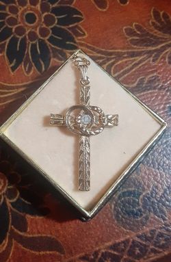 Vintage Wedding Ring MARRIAGE CROSS Pendant Necklace GT 14KGF