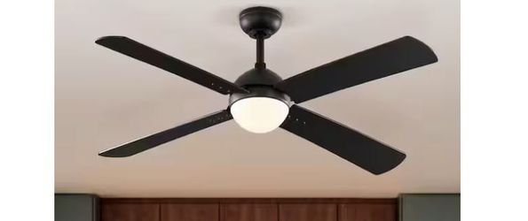 Katia 52 in. Indoor Matte Black  Ceiling Fan with Adjustable White Light LED and Remote NEW