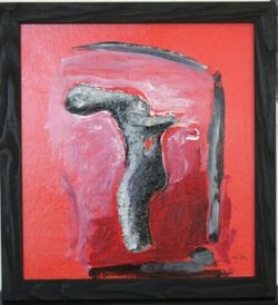Original Fine Art Contemporary Abstract painting Red / Black Figurative. Eduardo DaRosa