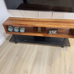 Solid Wood Tv Stand, Natural Cherry Wooden Frame/Black Beech Leg  $100 OBO 