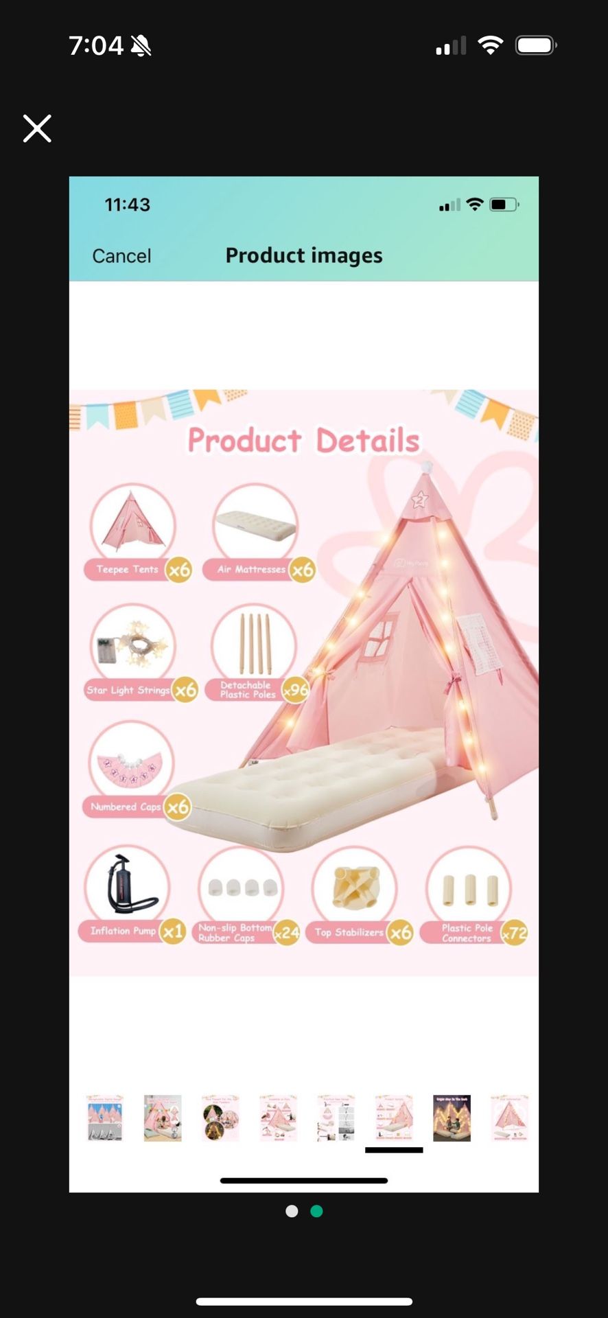 6 Pack Kids Indoor Sleepover Tents - Brand New!