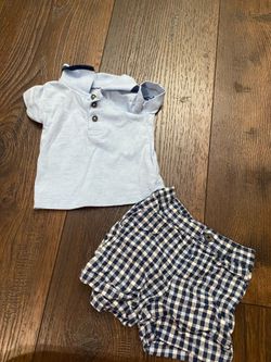 Boys blue polo shirt size 6/9 months by quiltex #3