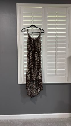 Leopard Animal Print Hi-Low Maxi Dress Spaghetti Strap Scoop Neck
