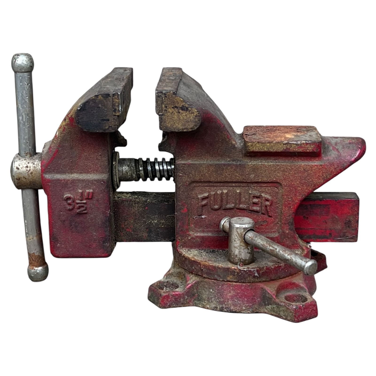 Vintage Fuller 3-1/2" Vise with Swivel Base & ANVIL Red Made in Japan