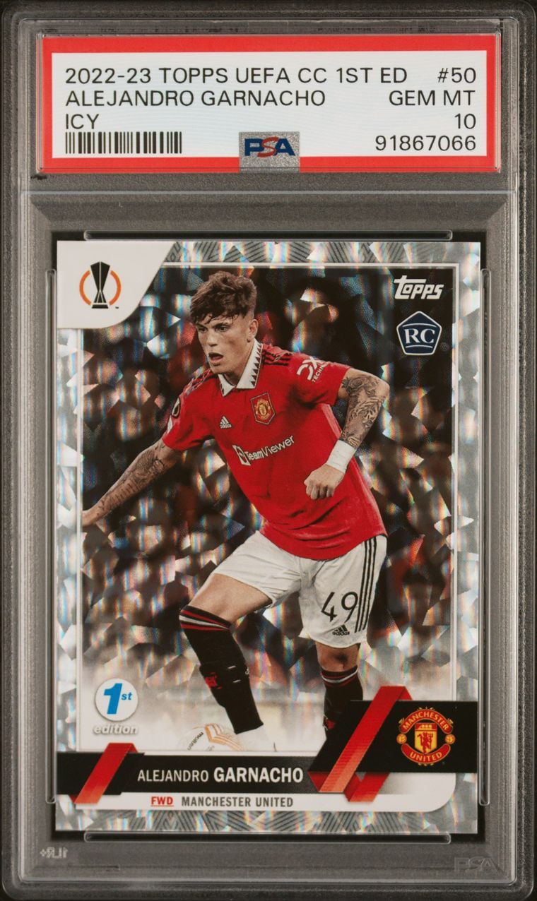 2022 Topps UEFA CC 1st Ed Alejandro Garnacho Icy Foil #50 PSA 10 Manchester United