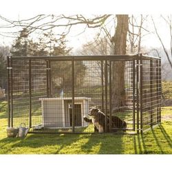  6 ft. x 10 ft. x 10 ft. Heavy-Duty Welded Wire Dog Kennel Plus Kennel Roof & Cover Kit, 10 ft. x 10 ft., KK10X10G/B