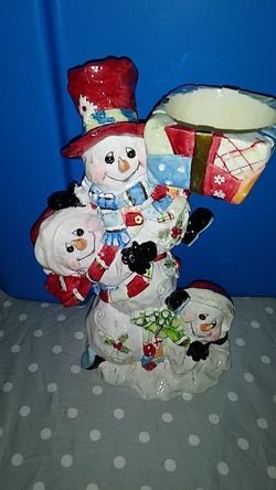 Home interiors snowman candle holder