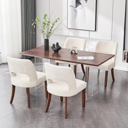 2283d $220  Wooden Dining Chairs Set of 4, Modern Fabric Upholstered Dining Room Chair Kitchen Chairs, Farmhouse Dinner Chair for Kitchen Dining Room,