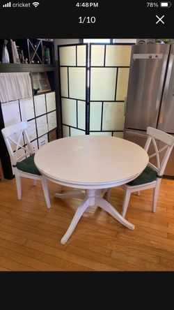 IKEA Extendable table - white 43” x 61 " & 2 Chairs