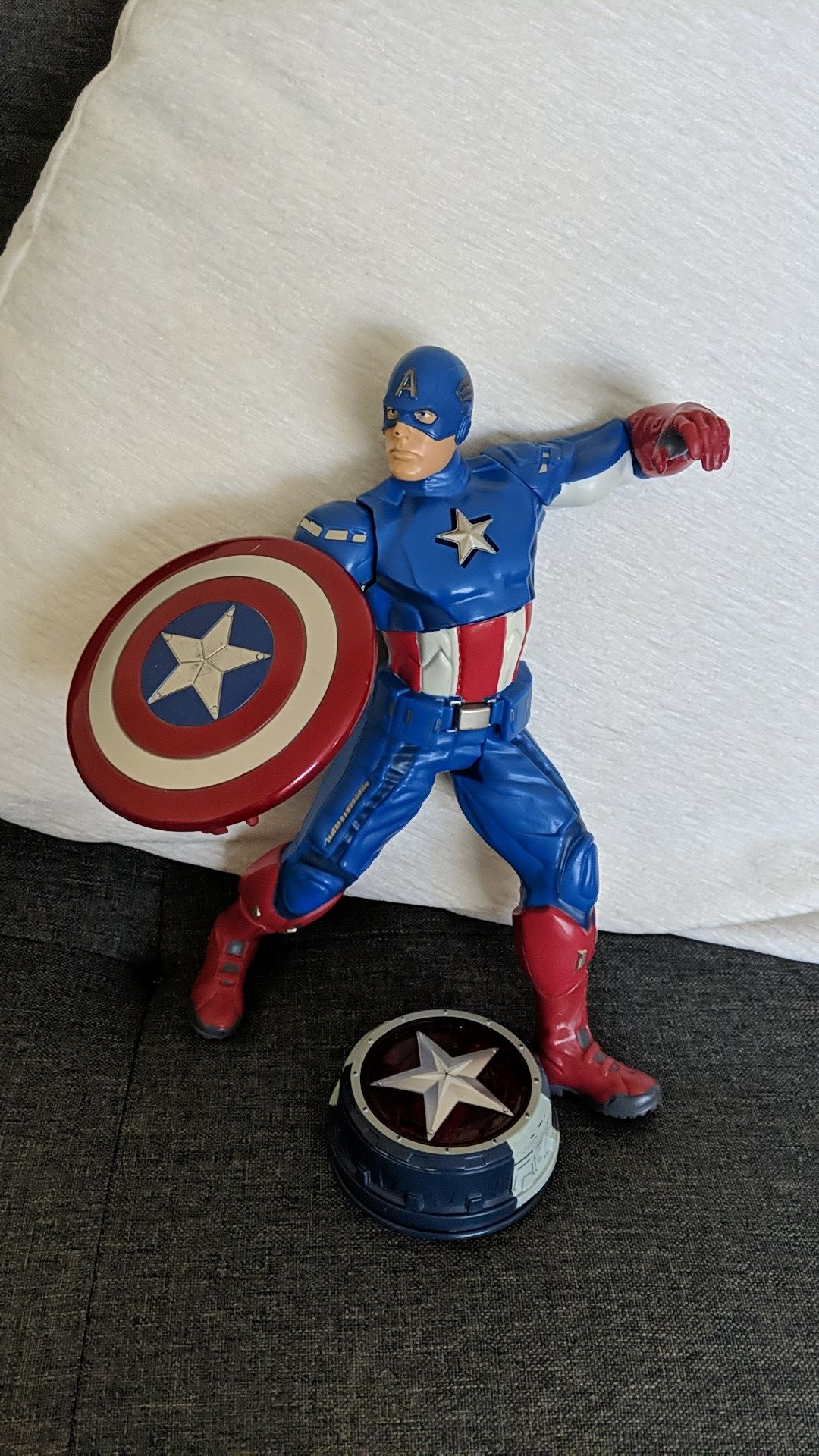Captain America action figure and pillow
