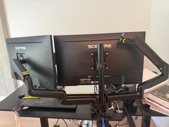 4K Dual Sceptre Monitor 27’ Setup with Triple Arm Mount