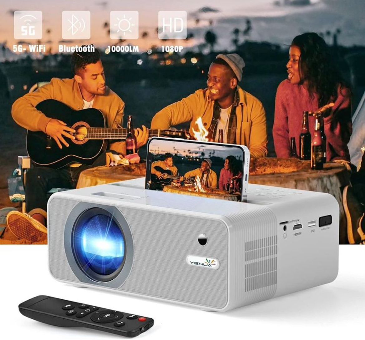 New WiFi Projector, 4K HD Outdoor Projector Mini Projector with Remote, 1080P & 160" Screen