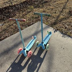 Set Of Blue & Pink Scooters