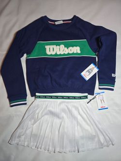 Wilson Girls Tennis Set Crop Sweatshirt & Pleated Skirt Sporty Preppy