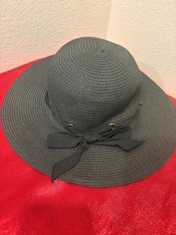 White Stag Black Wide Brim Straw Sun Hat - Simi Valley