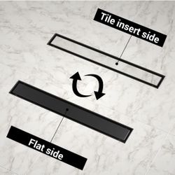 (New in Box)
EXF Offset Linear Shower Drain 36 Inch Matte Black with Reversible Flat & Tile Insert Cover, 304 Stainless Steel Rectangle Shower Floor D