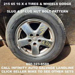 215 65 16 X 4 Tires & Wheels Off Dodge Caravan With 5lug 4.5" Lug Nut Bolt Pattern. 