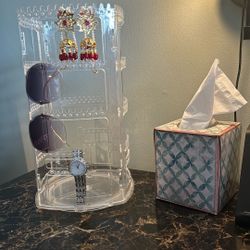 Acrylic Clear Spinning Jewelry Organizer Holder 
