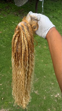 36" Full Lace Boho Box Braided Wig – Ombre Blonde, Knotless, Baby Hair