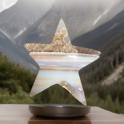 Druzy Agate Star Crystal Decorating Stone is a natural shaped crystal stone