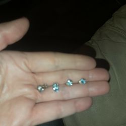 Silver Blue Topaz, Earrings 100 For Both