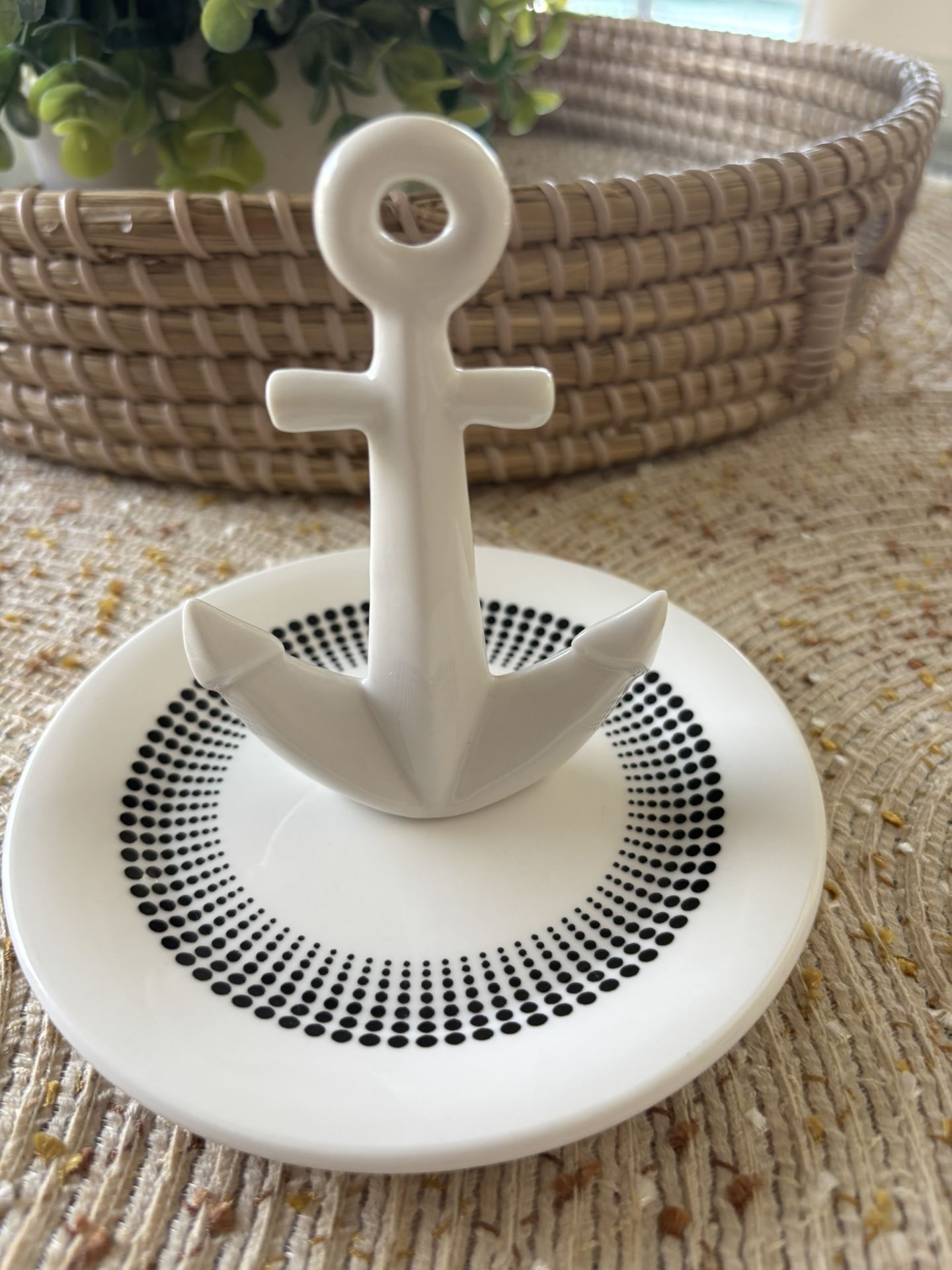 Sagebrook Home Ceramic Nautical Decor Anchor Trinket /Ring Holder