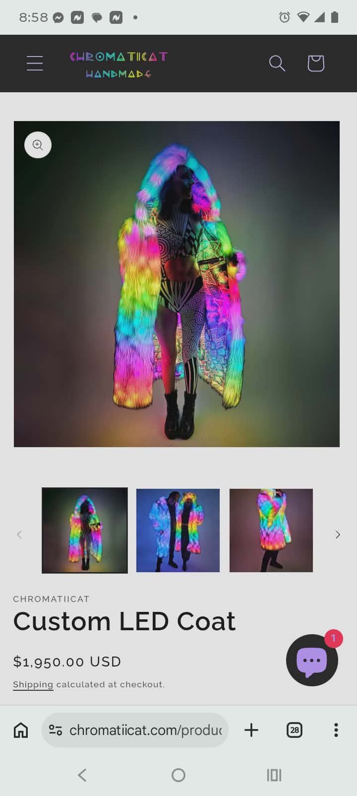 Chromatic, Rave Jacket Full Length Iight Up Jacket
