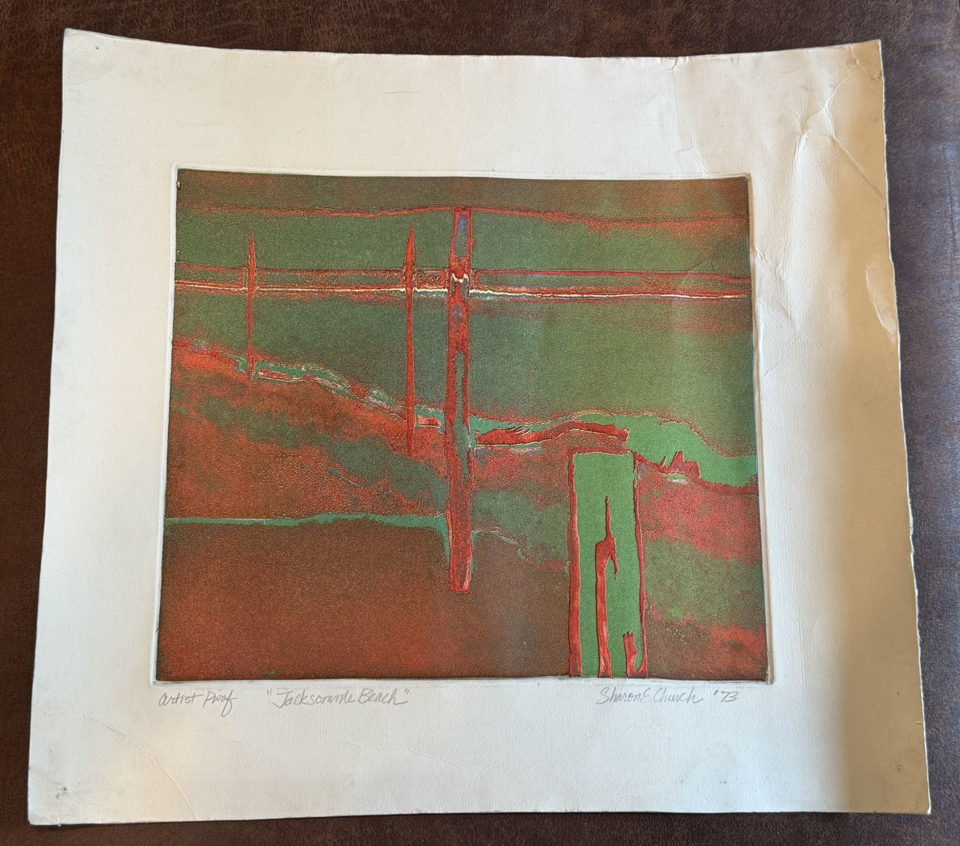 SHARON CHURCH 1973 Artist's Proof Serigraph "Jacksonville Beach"