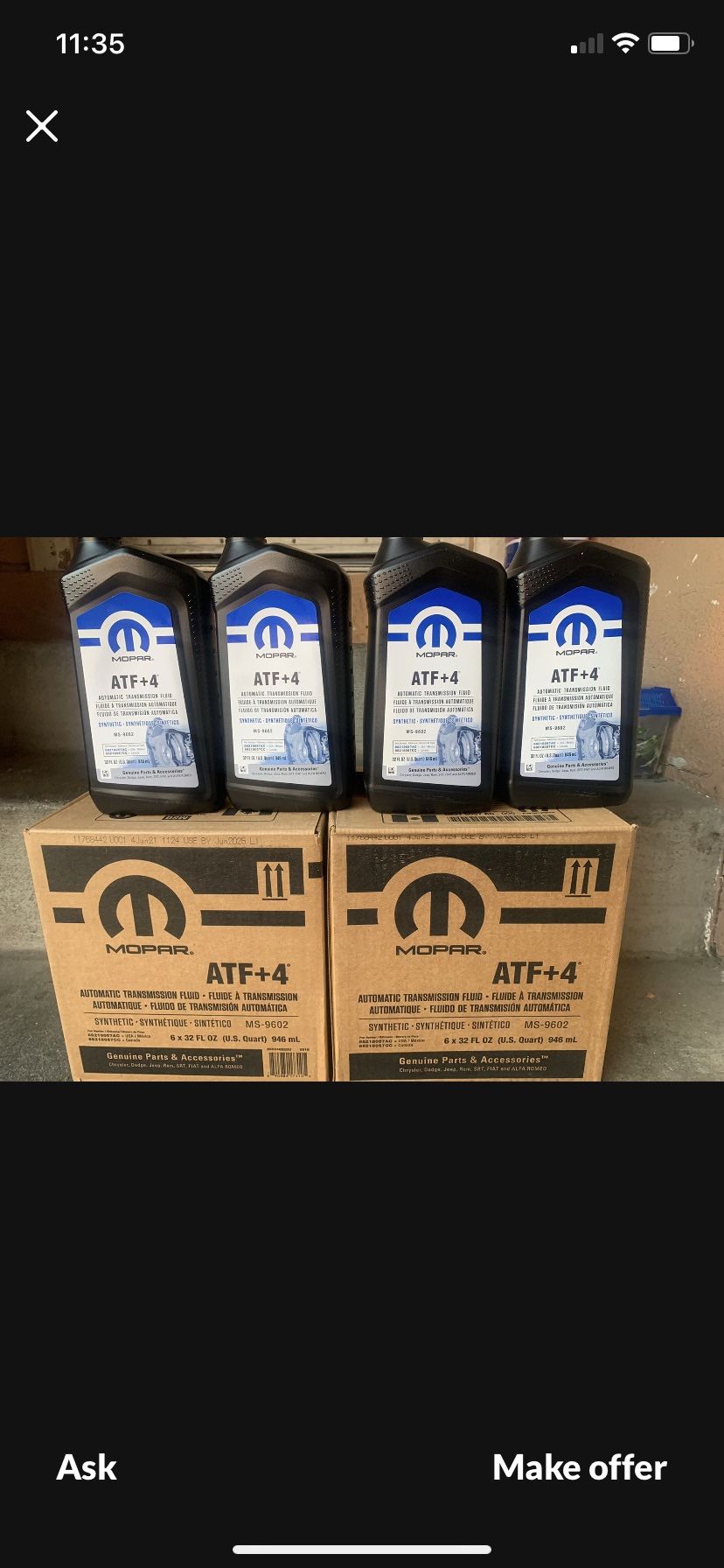 Mopar ATF+4 Transmission Fluid 6 Quarts 