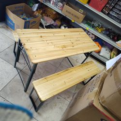 Folding Picnic Tables with Benches Set, Weather-Resistant Wooden Beer Garden Table Bench, 3-Piece Portable Fold Up Camping BBQ Table w/Carrying Handle