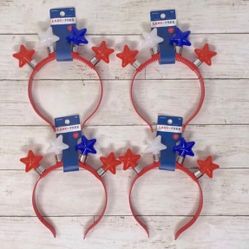 NWT 4 Fourth Of July LED Star Crown Headbands