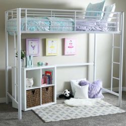 Walker Edison Twin Bunk Loft Bed Metal Wood