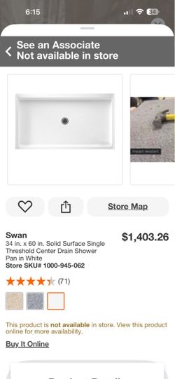 Swan 34x60 Solid Surface Shower Pan White