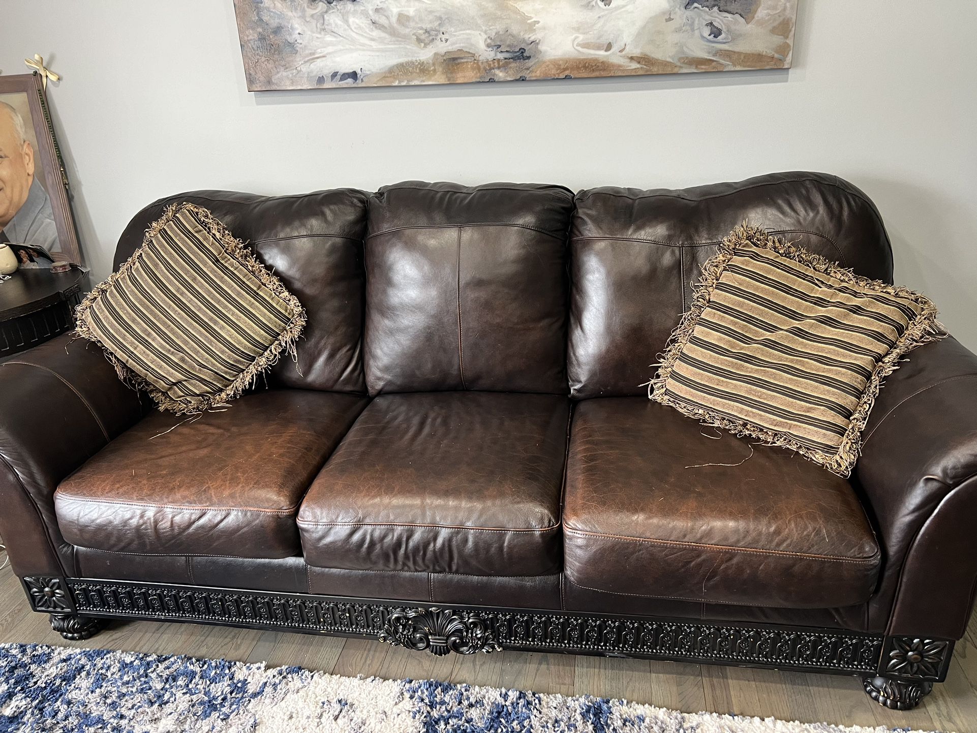 Espresso Colored Leather Living room sofa Set