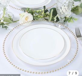Wedding chargers with gold beaded rim