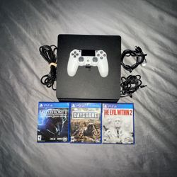 Sony Playstation 4 (PS4) Slim 1TB Black Bundle With Controller & Games