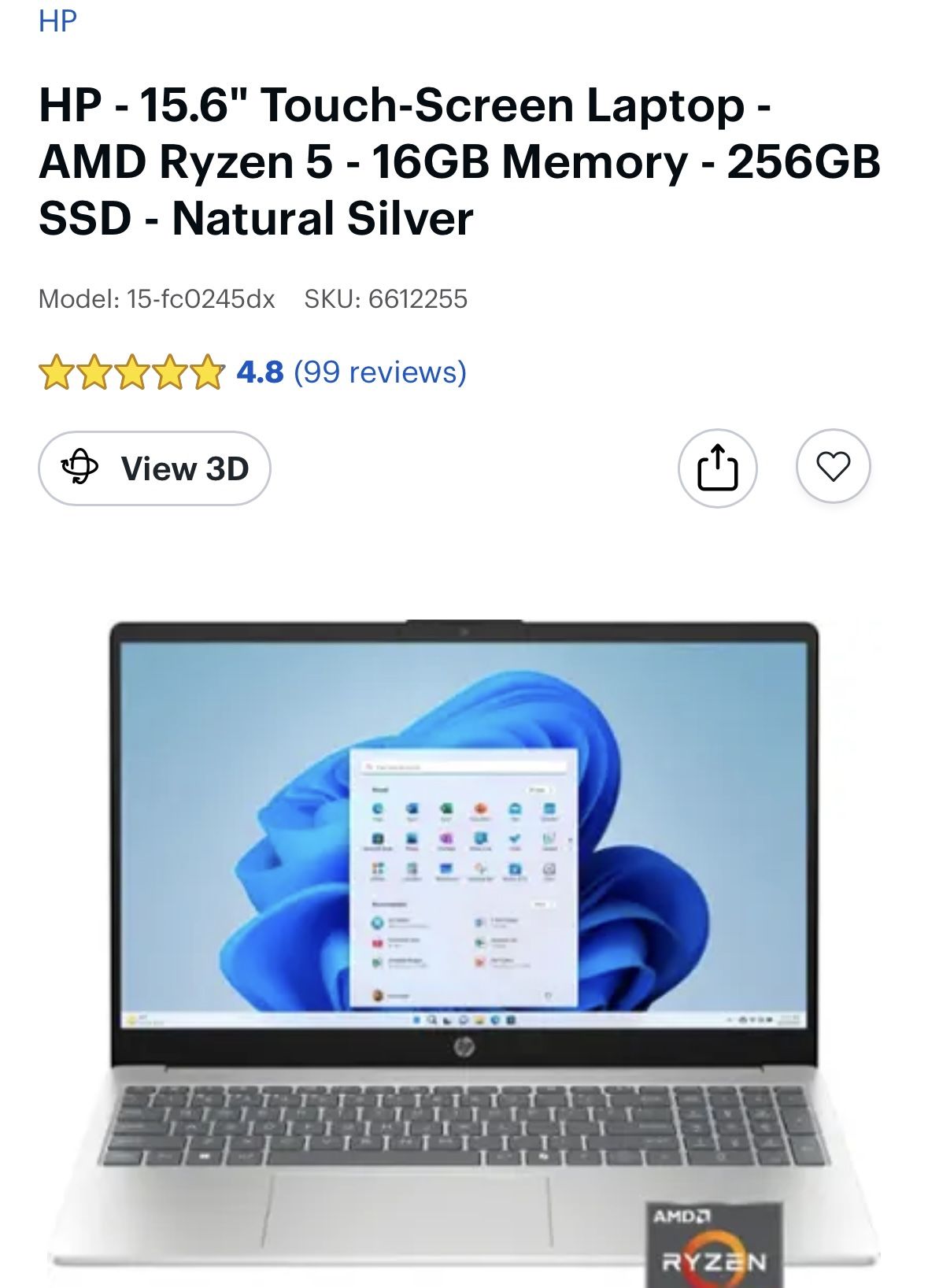 HP Touchscreen Laptop