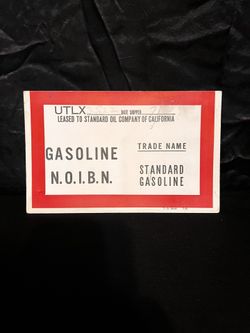 1937 Railroad Tank Car Place Card Used By The Union Tank Car Company (UTLX)
